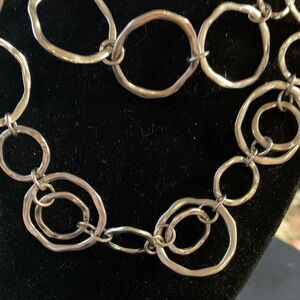 Hammered Link Statement Necklace in Silver